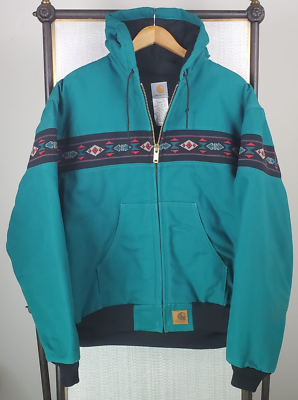 VTG CARHARTT Turquoise Aztec Southwest Insulated Jacket Size 2XL 