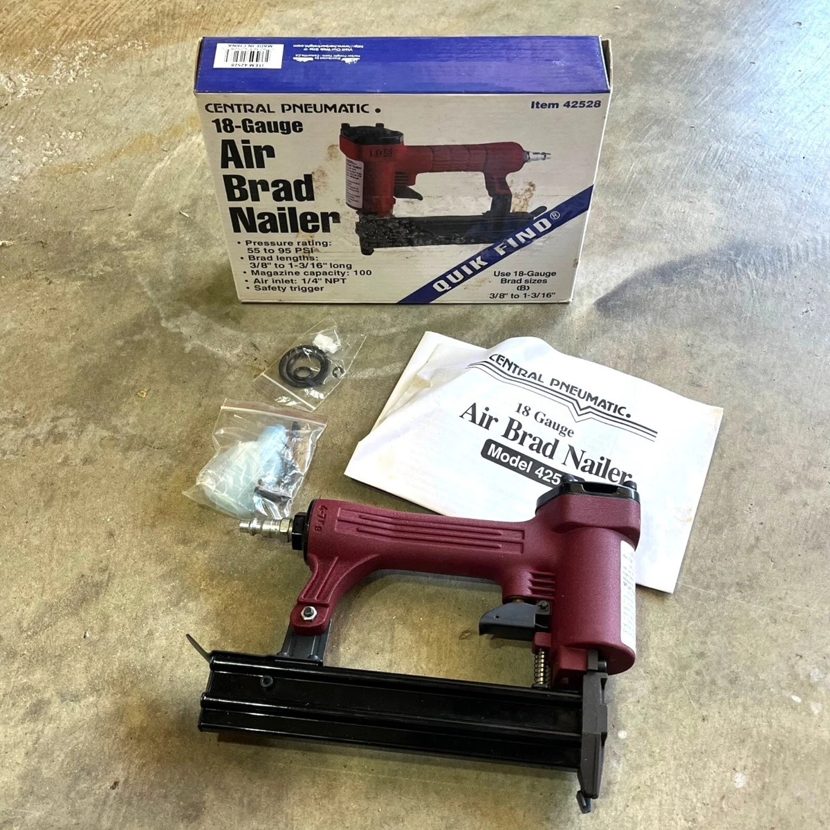 Central Pneumatic Air Brad Nailer 18 Gauge 42528