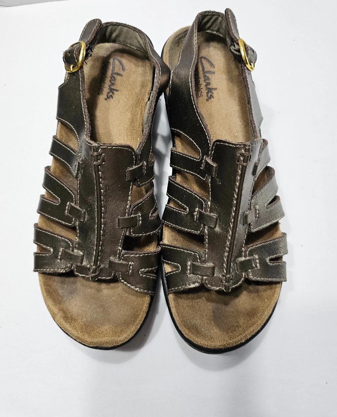 Clarks Lexi calendula marrone metallizzato punta aperta slingback sandalo donna taglia 6 m