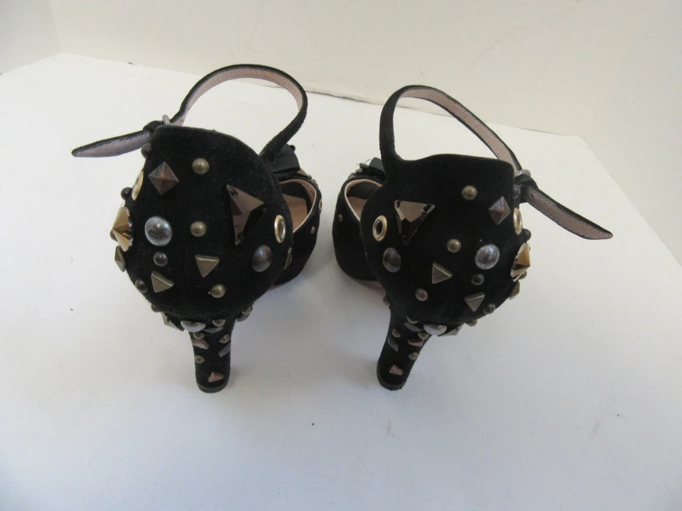 MOSCHINO GAMUZA PUNTA ABIERTA PLATAFORMA BLOQUE TACONES CORREA TOBILLO AJUSTABLE 36 US 6 Foto 3 de 4