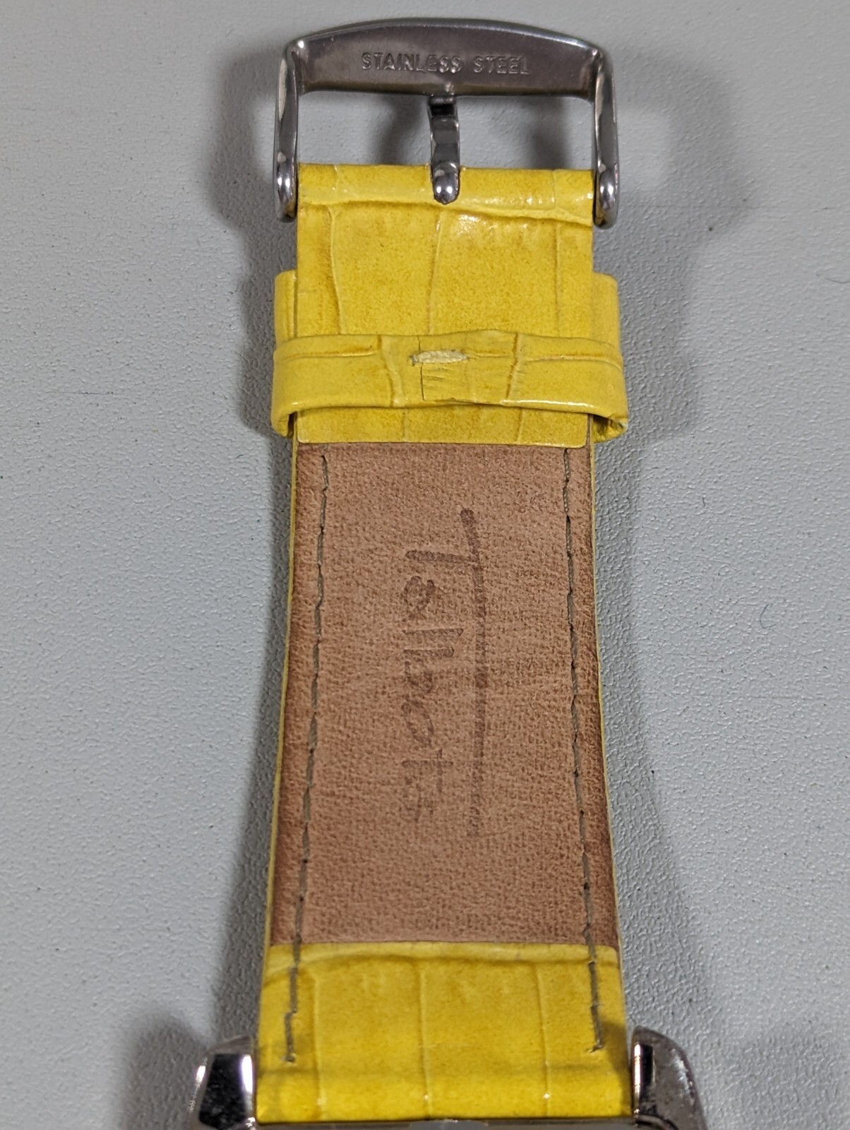 Talbots Silver Tone Dial Rectangle Case Yellow Le… - image 7
