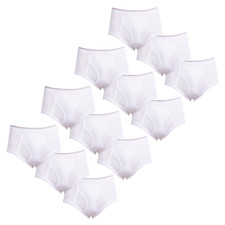 12 Pack Men's Cotton Briefs Tag-Free Classics Elastic Waist Moisture Wicking