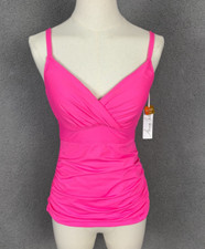 Anne Cole Women's Ruched Underwire Twist Front Tankini Top Pink 32DD/34DD NWT's.