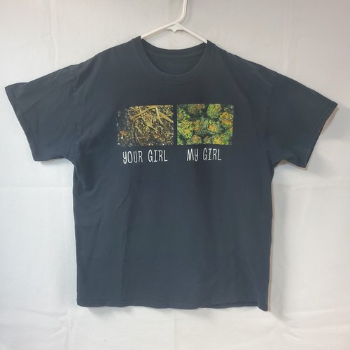 Retro Your Girl my Girl Weed Marijuana Graphic Black Shirt Tee Humor Spencers XL - Picture 2 of 6