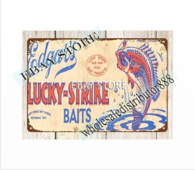 edgars lucky-strike baits metal tin sign bar club reproduction plaques