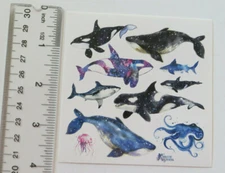 Violette Stickers - WHALES - 4x4 Square Sheet of Stickers #K48
