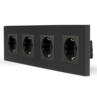 Steckdose 4 Fach Schuko Kombisteckdose Unterputz Schwarz Luxus-Time