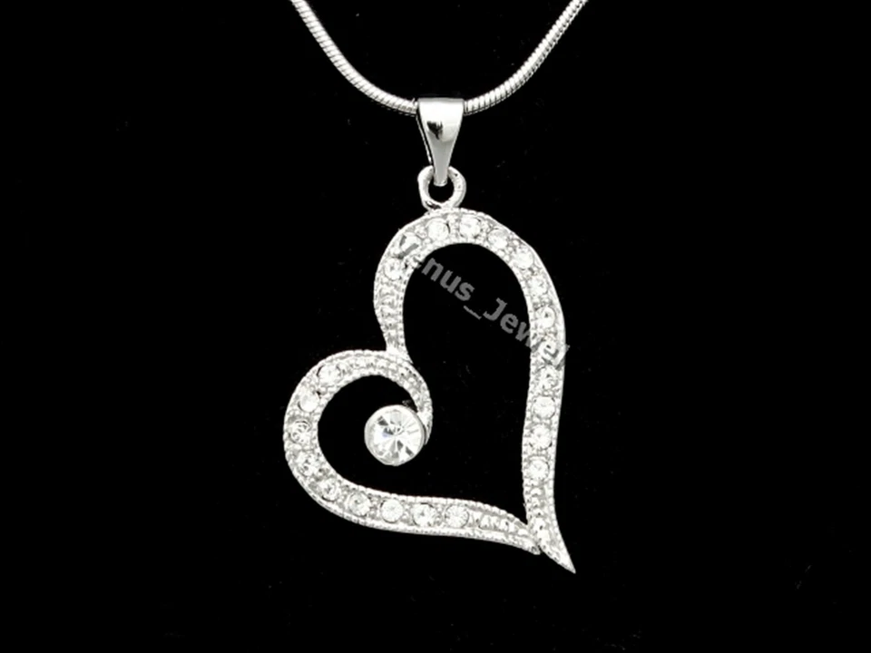 Collar colgante corazón cristal estrás transparente P113 Foto 3 de 4