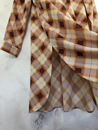 Prana Dress Women XL Flint Plaid Maxi Shirt Long Button Cover Up Sheer Umber $99 - Picture 16 of 17