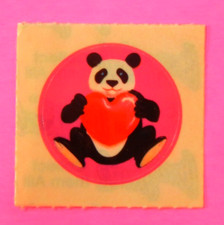 Vintage Lisa Frank Panda Bear With A Heart Sticker Pink
