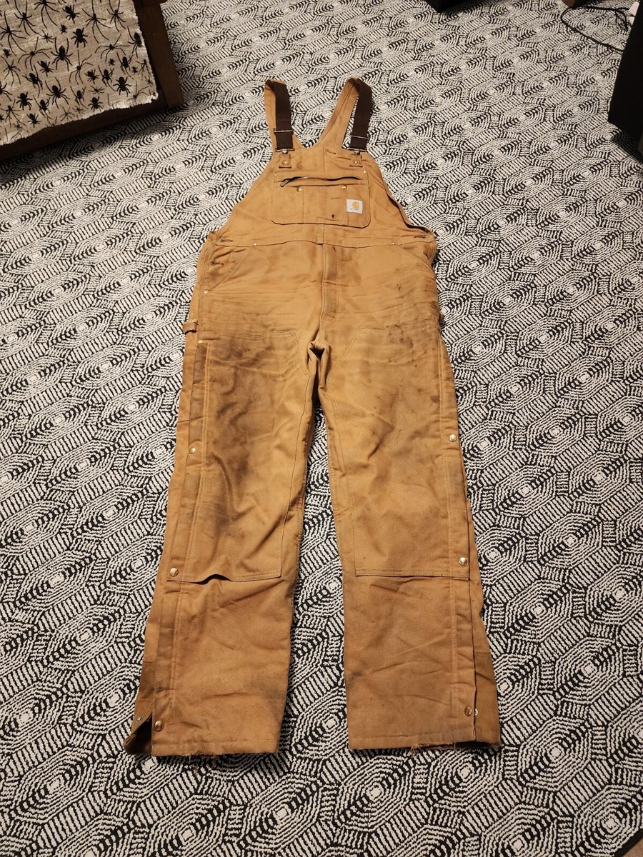 VTG Carhartt Overalls 36/38 Arctic Quilt Lined Duck Bib Double