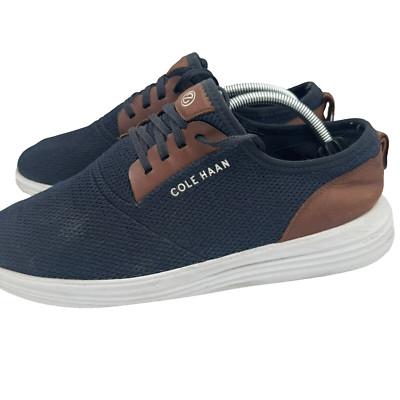 Cole Haan Mens 9M Grandsport Journey Sneakers Shoes Navy Blue Woodbury Knit