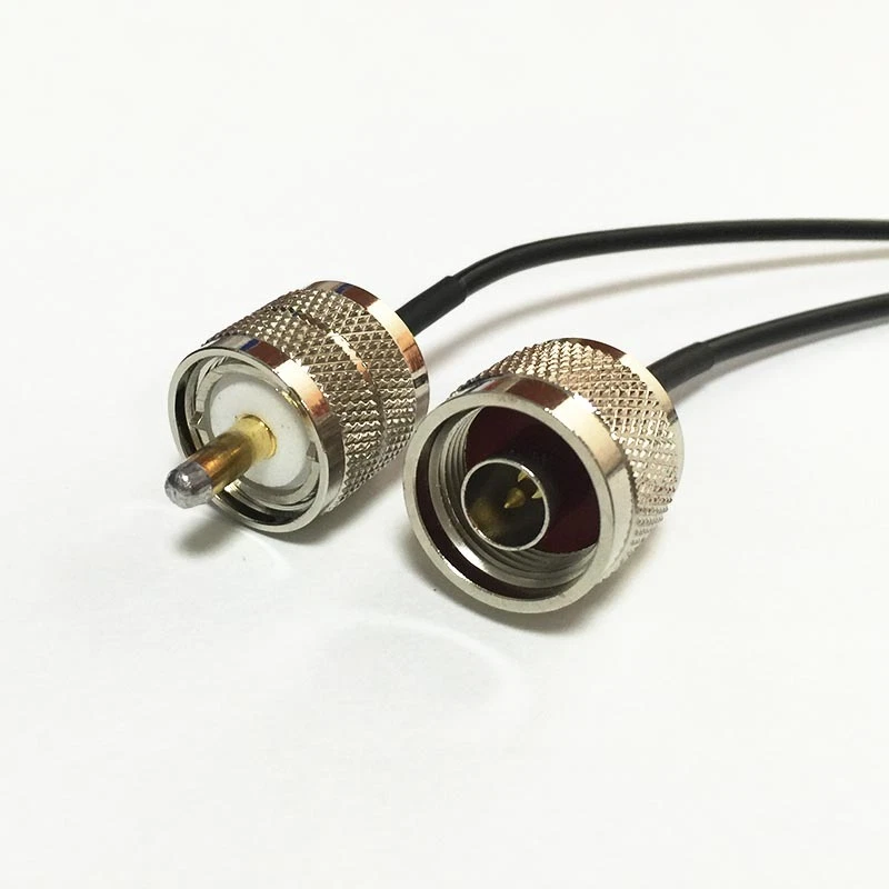 N type male to UHF male PL259 pigtail cable RG174 20cm 8" for ham radio CCTV NEW - Image 2 of 4