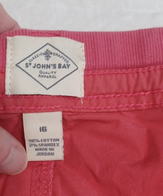 Pantalones Cortos para Mujer St Johns Bay 16 Carga Bermudas Algodón Elastizado Rosa Salmón Foto 3 de 4