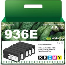936e 936XL Ink Cartridges with New Chip for HP OfficeJet Pro 9125e 5 pack -NEW