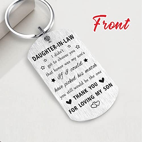 Daughter In Law Keychain Gift - Stainless Steel Keepsake With Inspirational Message From In-Laws
