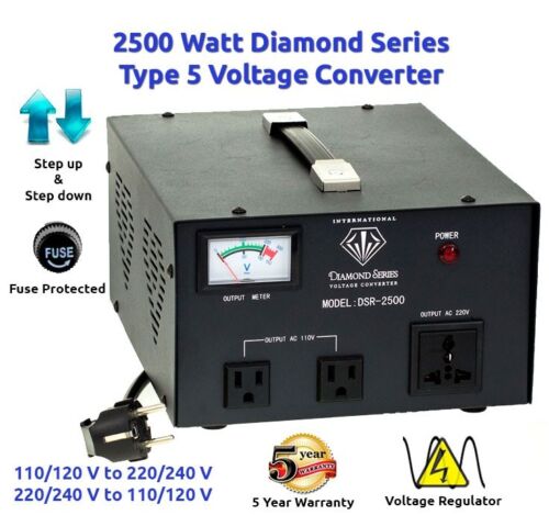 Diamond Series DSR-2500 w/ Regulator Watt Step Up/Down Voltage Converter - Picture 1 of 2
