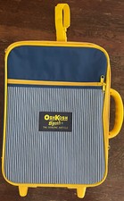 Vtg. 90 s Oshkosh B Gosh Kids Rolling Suitcase Blue Yellow stripes Zip Closure