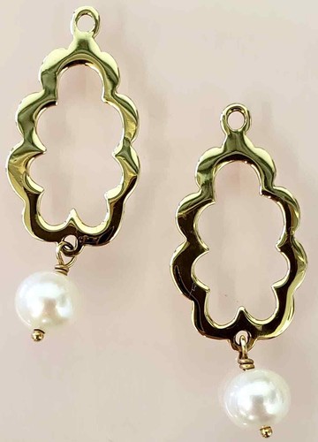 14K GOLD FRESHWATER PEARL EARRINGS NEW 