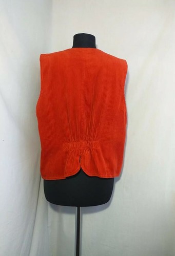 Gudrun Sjoden Cordweste orange V-Ausschnitt Knopfleiste Tasche Vintage? Größe L - Bild 2 von 10