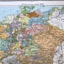 Year 1648 Central Europe 1950's Color Map Folded Frameable Wall Art