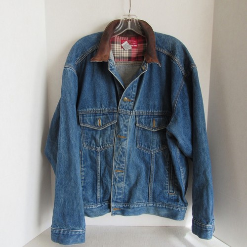 Vintage Marlboro Country Store Denim Jean Jacket SZ Large Leather Collar  90's | eBay