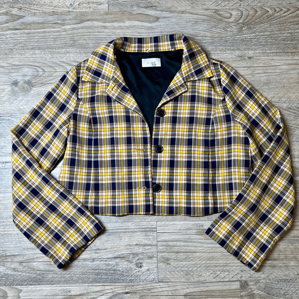 Capulet Womens Multicolor Plaid Collared Cropped … - image 1