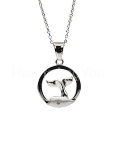 Authentic 0.01ct Round Cut Moissanite Whale Ocean Pendant 14k White Gold Plated NO CHAIN