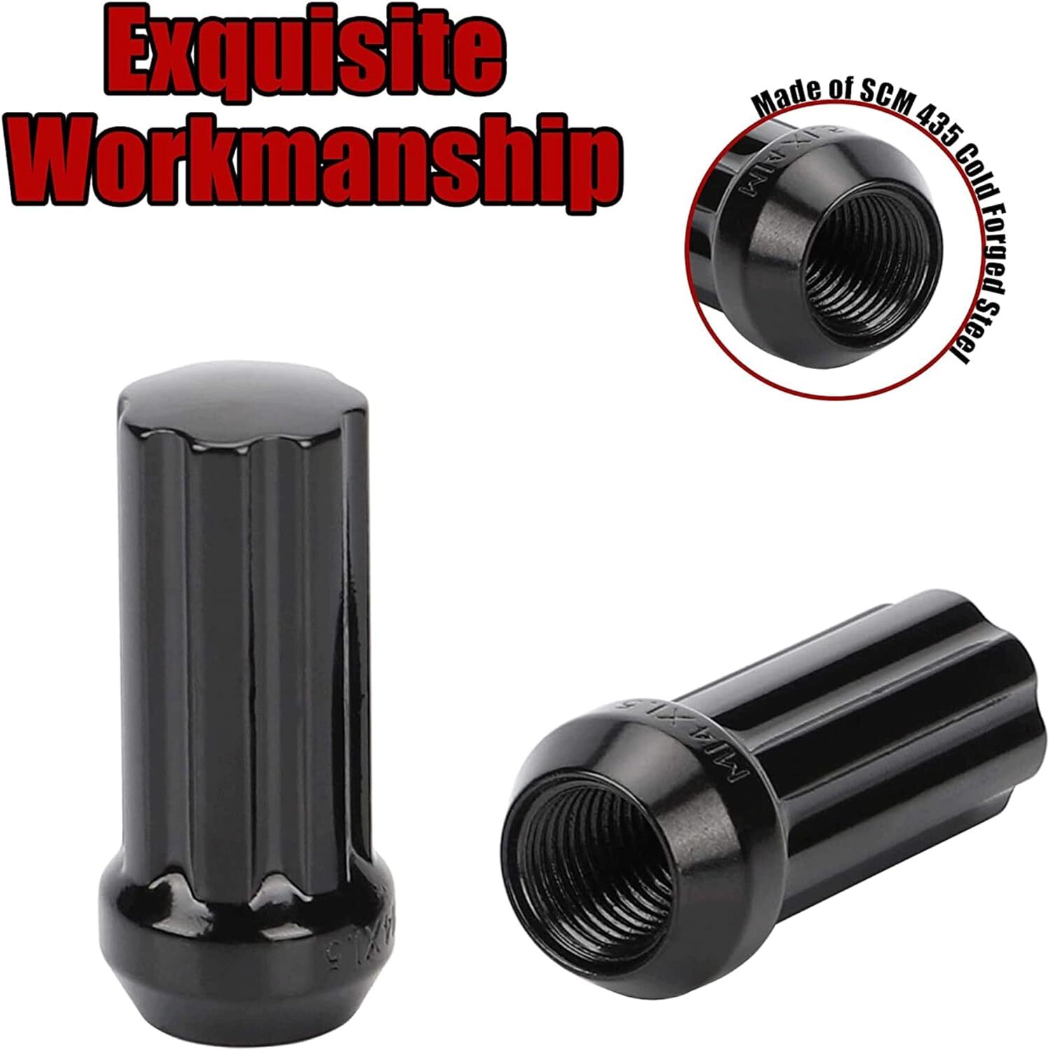Method Lug Nut Kit - Extended Thread Spline - 14x1.5 - 5 Lug Kit - Black main image 0