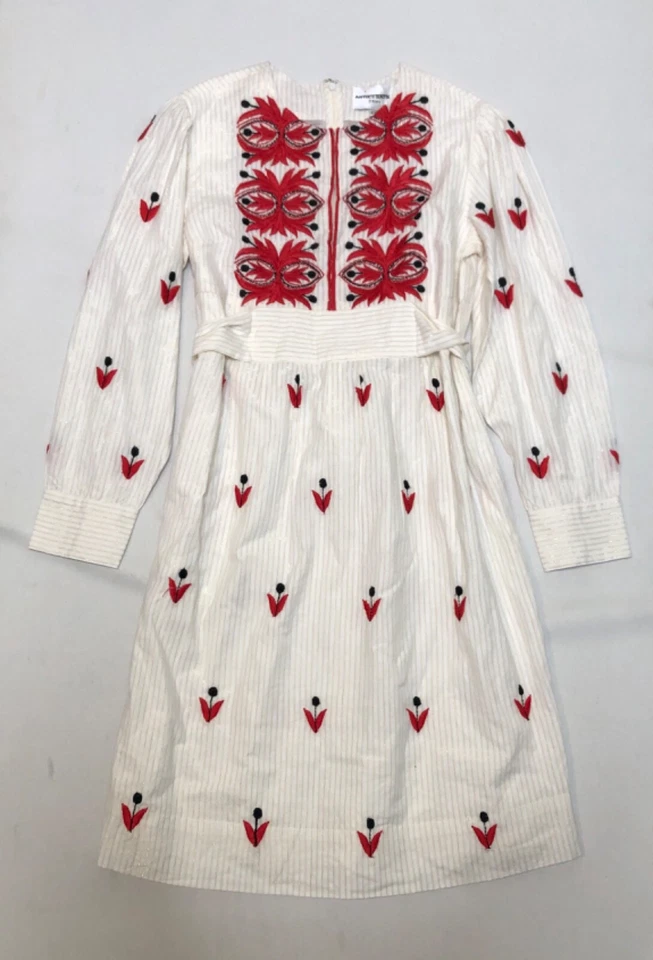 Antik Batik Mexi Embroidered Short Dress Metallic Stripe Dress Size Small / 38 - Image 4 of 4