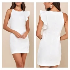 LULUS Dinah White One-Shoulder Ruffle Dress Women’s Sz XL Bridal NEW