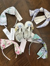 Janie and Jack Bundle Shoes  Headbands 12-18 Months NEW 