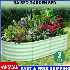Galvanized Raised Garden Bed Kit 2Pack 6x3x1FT/4x2x1FT Outdoor Metal Planter