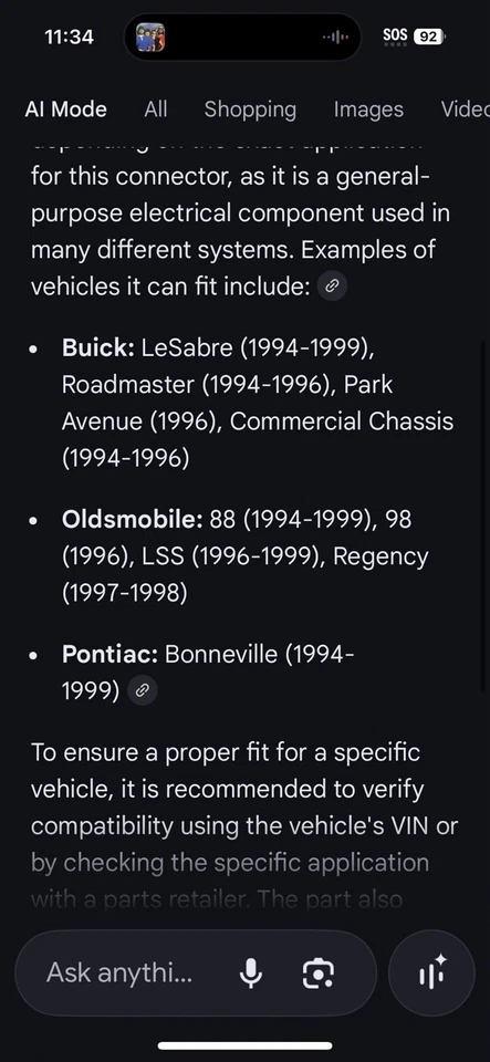 Nuevo conector de resistencia de motor soplador HVAC GM 12101932 OEM 1994-99 Olds 88 Buick Foto 3 de 4