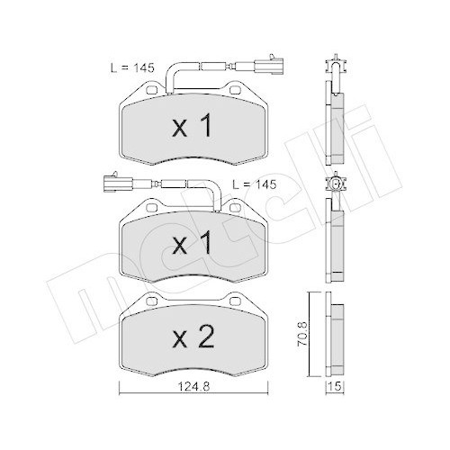 Metelli 22-0651-2 plaquettes de frein d'origine pour berline Alfa Romeo et Fiat