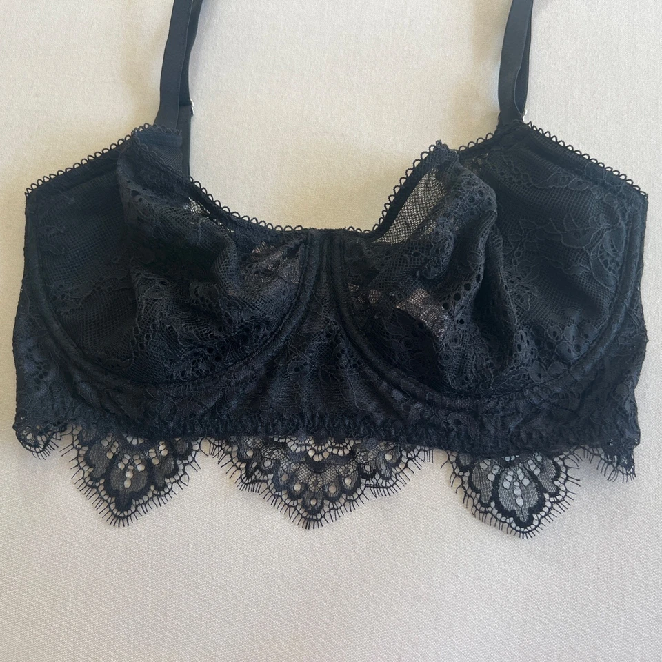 Victoria's Secret Bra 32DDD Dream Angels Push-Up Without Padding Black Lace C1 - Image 2 of 4