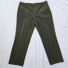 LRL Ralph Lauren Women's 18W Olive Army Green Flat Front Stretch Trousers Pants