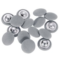 15 StüCk Stoffbezogene KnöPfe 15Mm 24L MetallstielknöPfe Grau