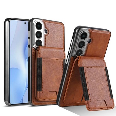 For Samsung Galaxy S26 Plus, Hybrid Armor Leather Wallet KickStand Case Cover