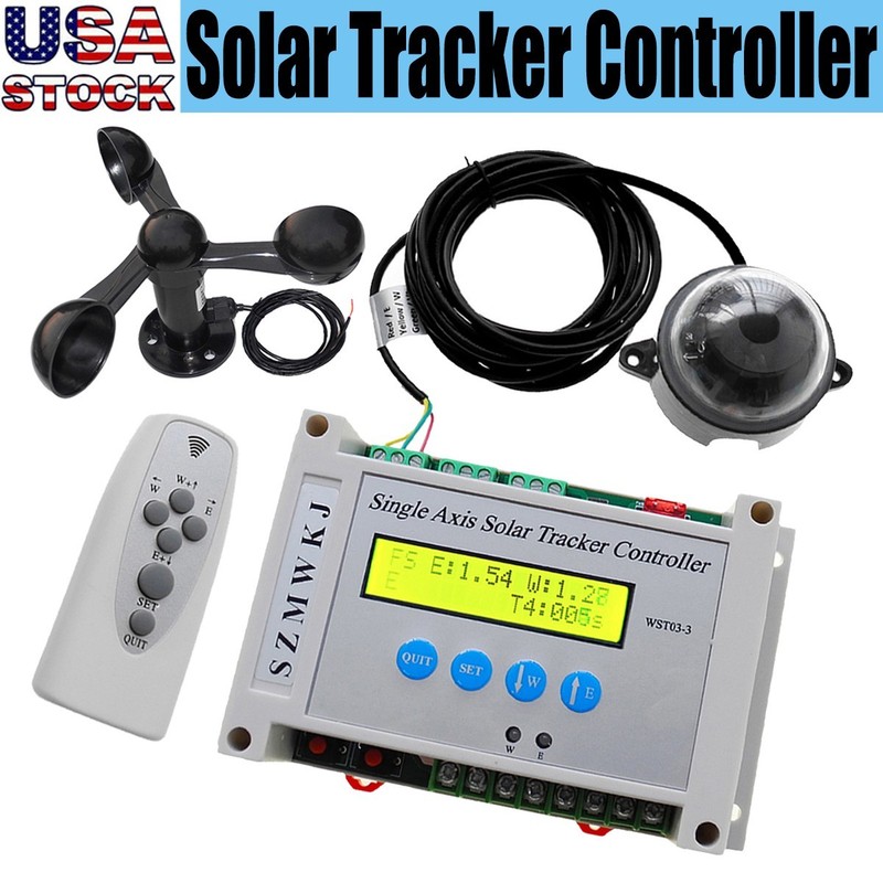 Electronic Single Axis Solar Tracker Controller W/ Anemometer Solar Tracking Kit
