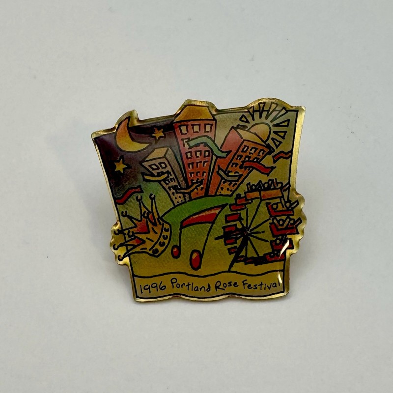 Cool Vintage 1996 Portland Rose Festival Fair Souvenir Lapel Pin Pinback