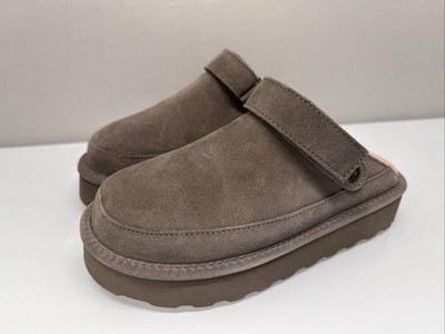 BEARPAW Brooke Slip-On Pewter Suede Slippers Wool Lined Women's 9