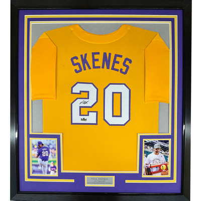 Framed Facsimile Autographed Paul Skenes 35x39 LSU Yellow Reprint Jersey
