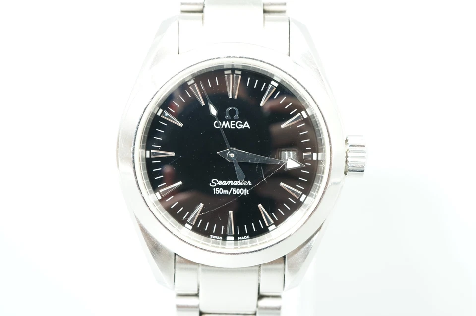 Reloj Mujer Exc+5 Vintage 1998 OMEGA Seamaster Aqua Terra Cal.1424 Qz Negro 29mm Foto 3 de 4