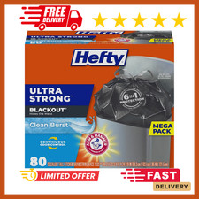 Hefty Ultra Strong 13 Gallon Trash Bags, Black Tall Kitchen Trash Bags 13 Gallon