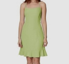 SAGE COLLECTIVE Womens Green Ruffled Scoop Neck Evening Sheath Dress Size 2