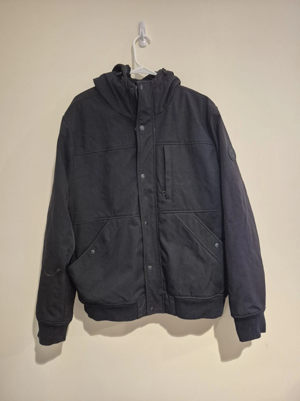 Levi's Jacket Mens Size XL Soft Shell Sherpa Lined Hooded Bomber Dark Gray