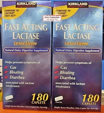 Kirkland Signature Fast Acting Lactase Enzyme Dairy Digestive 180 Caps (2 Boxes)