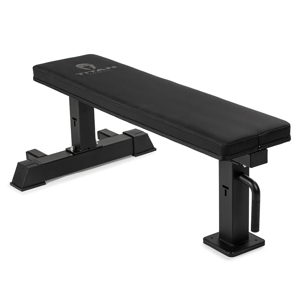 Titan Fitness Elite Series Single Post Flat Bench, Rated 1,000 LB, Black Finish