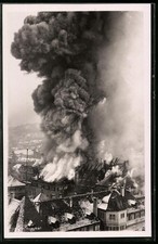 Photograph Hommel, view Stuttgart, castle fire 